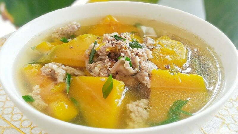 Canh bí đỏ thịt bầm