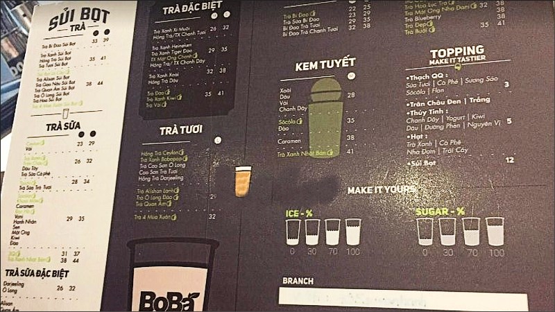 Menu Bobapop