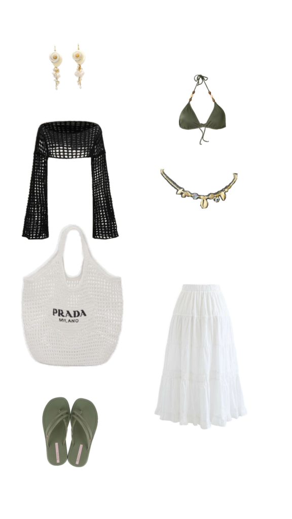 Croptop lưới kêt hợp với một chiếc maxi và phụ kiện to bản giúp nàng cá tính